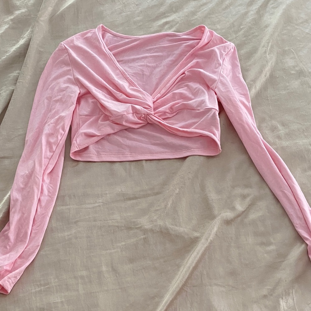 SHEIN Light Pink Twist Front Blouse